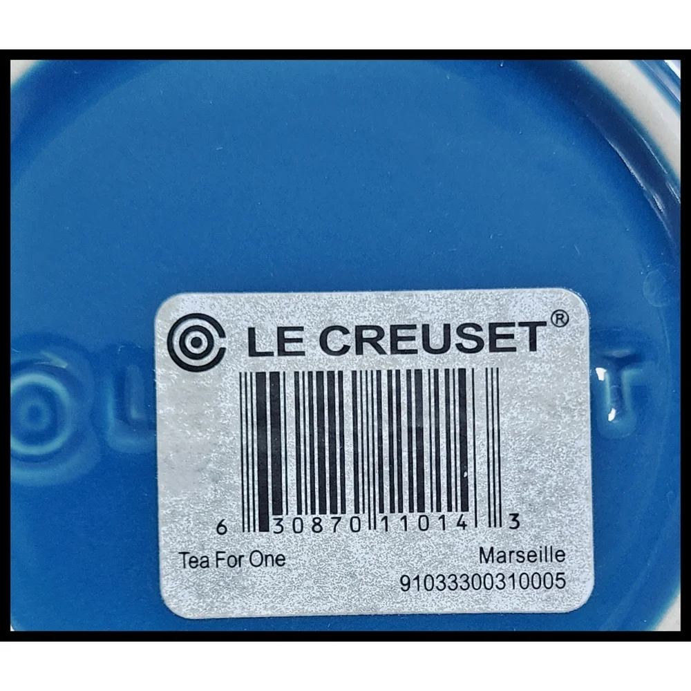 LE CREUSET 3 Piece Tea For One Teapot Cup Lid Set 10oz Stoneware Marseille Blue - Picture 8 of 10